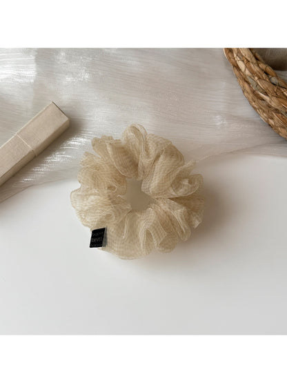 Gifty - Polyester Mesh Plaid Gathered Scrunchie