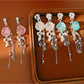 Earedge - Alloy Floral Tassel Dangle Stud Earrings