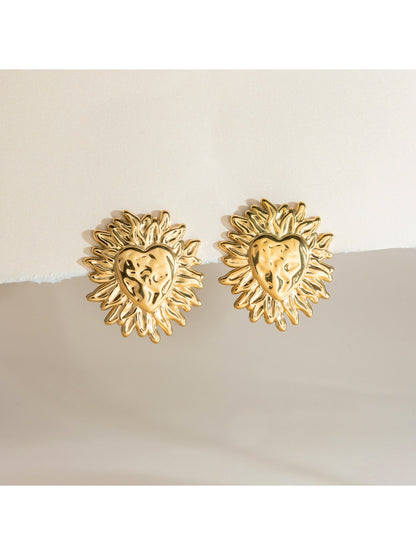 Earedge - Retro Heart Shaped Sun Earrings