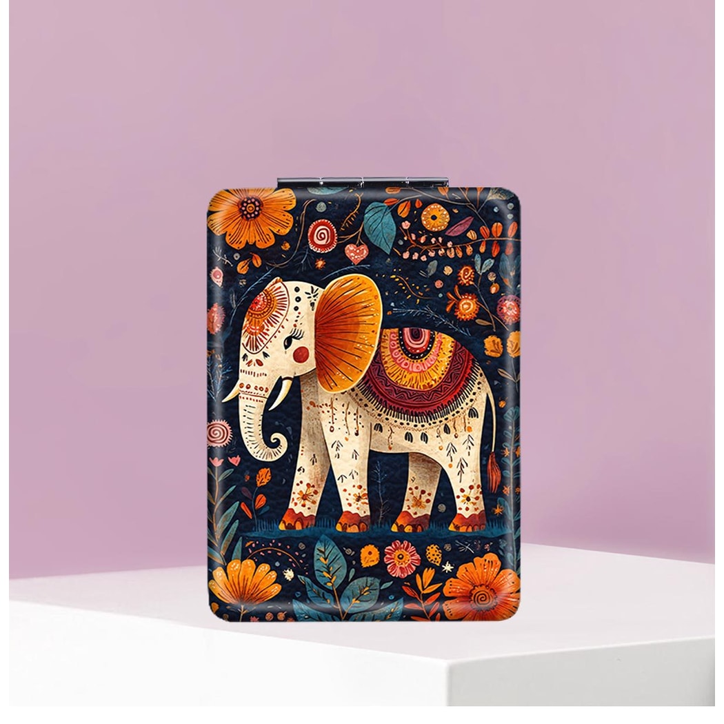 Mirroray - Portable Floral Elephant Compact Folding Mirror
