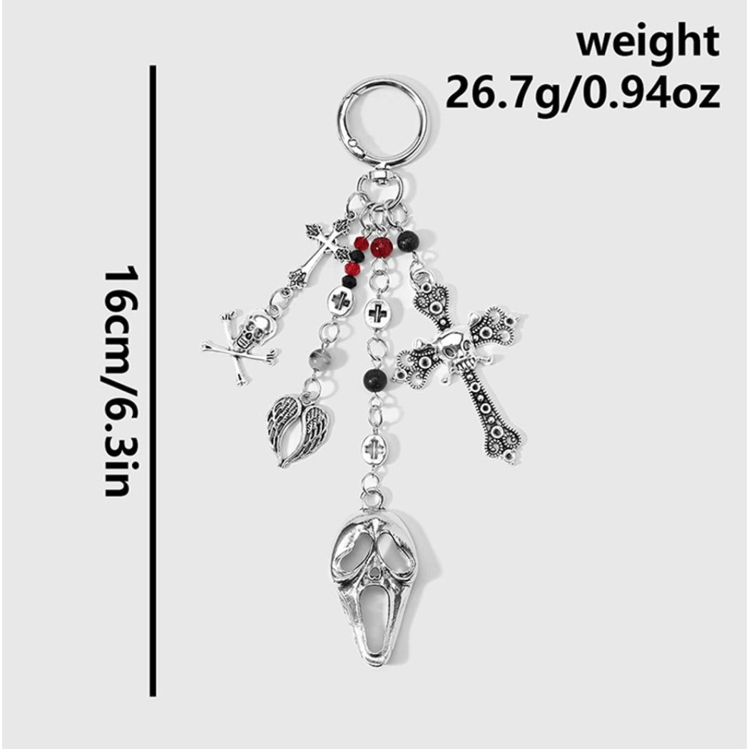 Keypus - Halloween Retro Skull and Cross Keychain