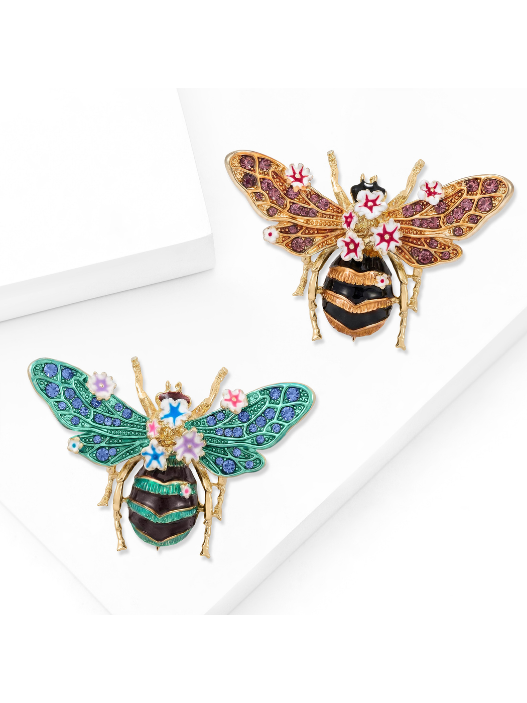Brovia - Textured Enamel Bee Accent Brooch