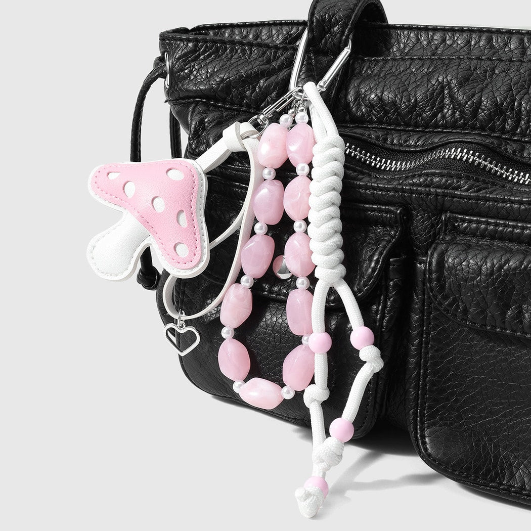 Keypus - Fresh Cartoon Mushroom Beaded Keychain