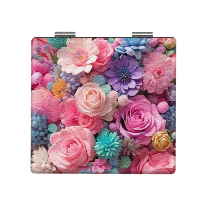Mirroray - PU Floral Print Makeup Mirror