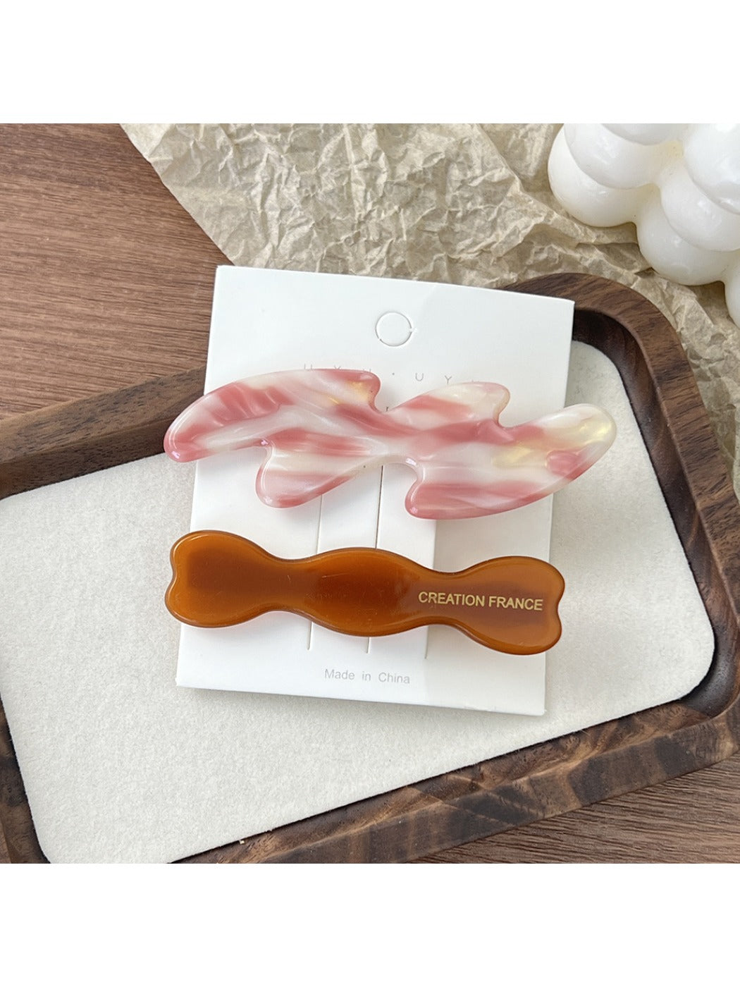 Beau - Acetate Wavy Pattern Hair Clip Set