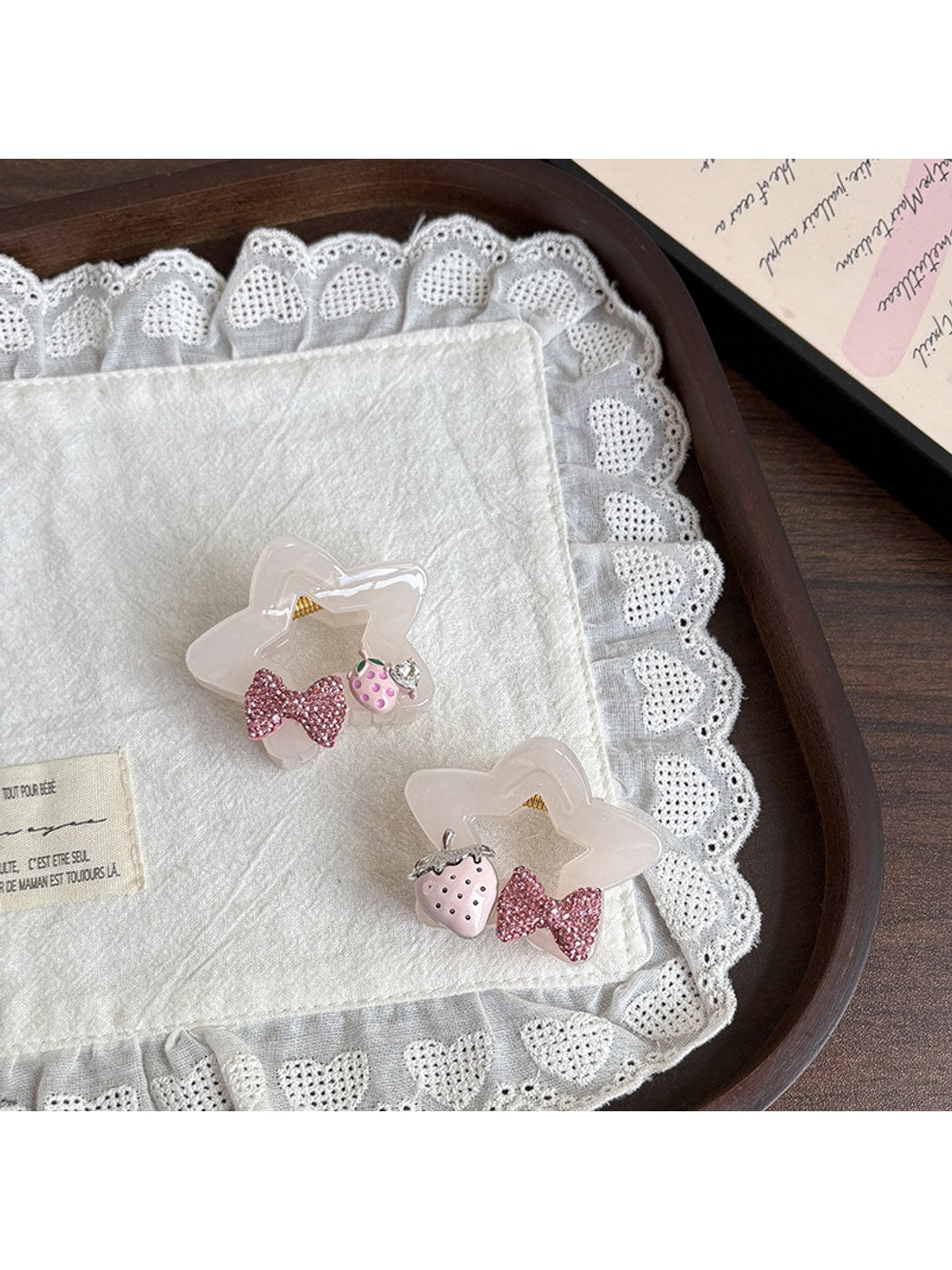 Beau - Bow Strawberry Star Decorative Claw Clip