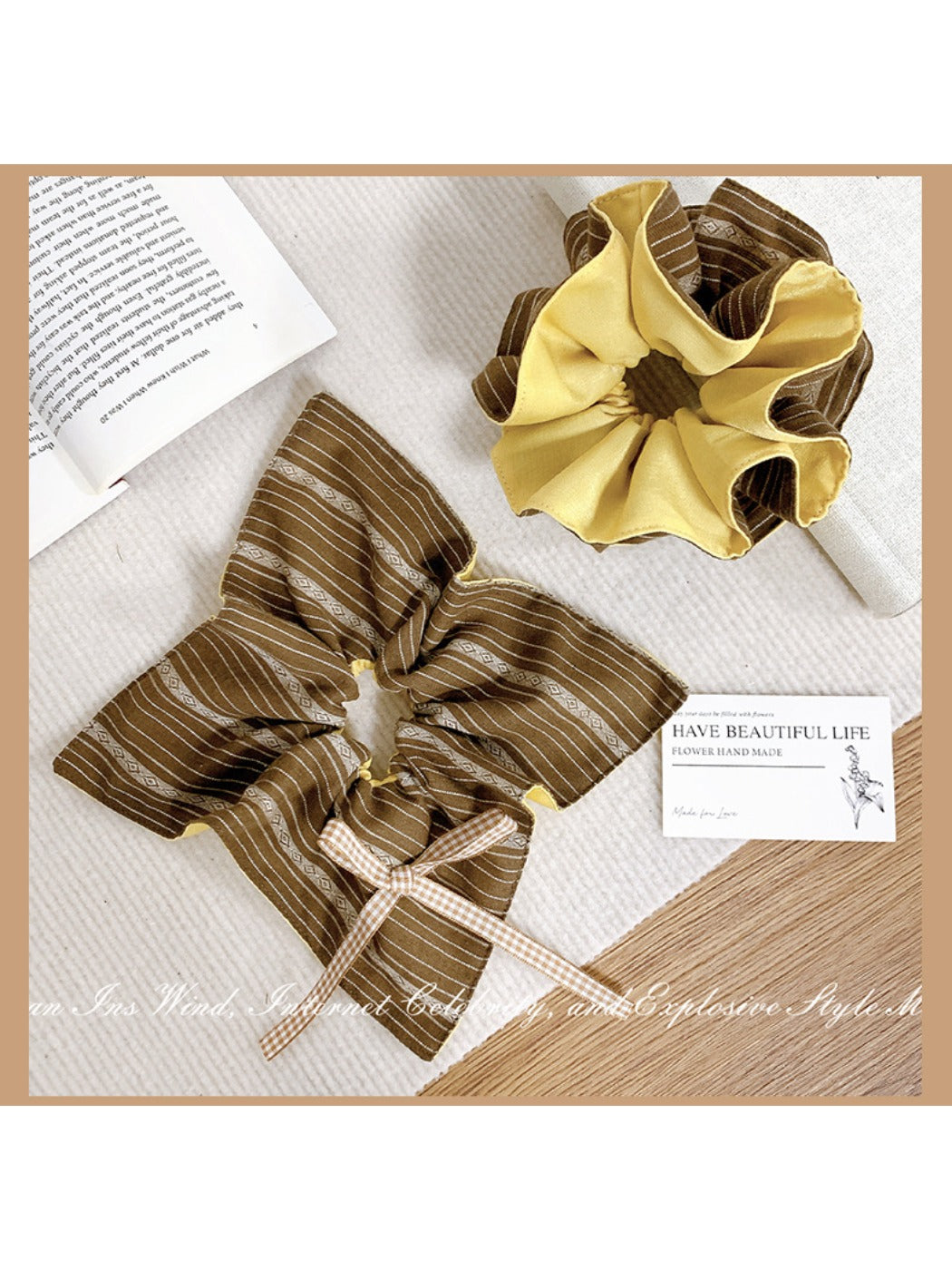 Gifty - Yellow Coffee Striped Hair Ring