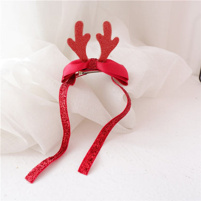 Beau - Christmas Deer Antler Glitter Bow Hair Clip