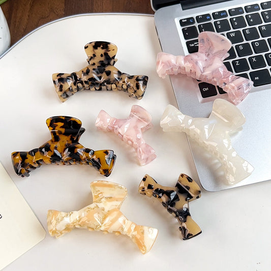 Beau - Geometric Acetate Bow Style Hair Claw Clip