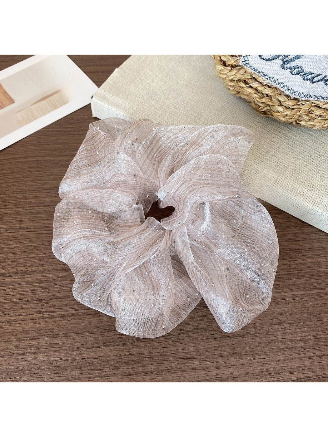 Gifty - Seersucker Starry Polka Dots Scrunchie