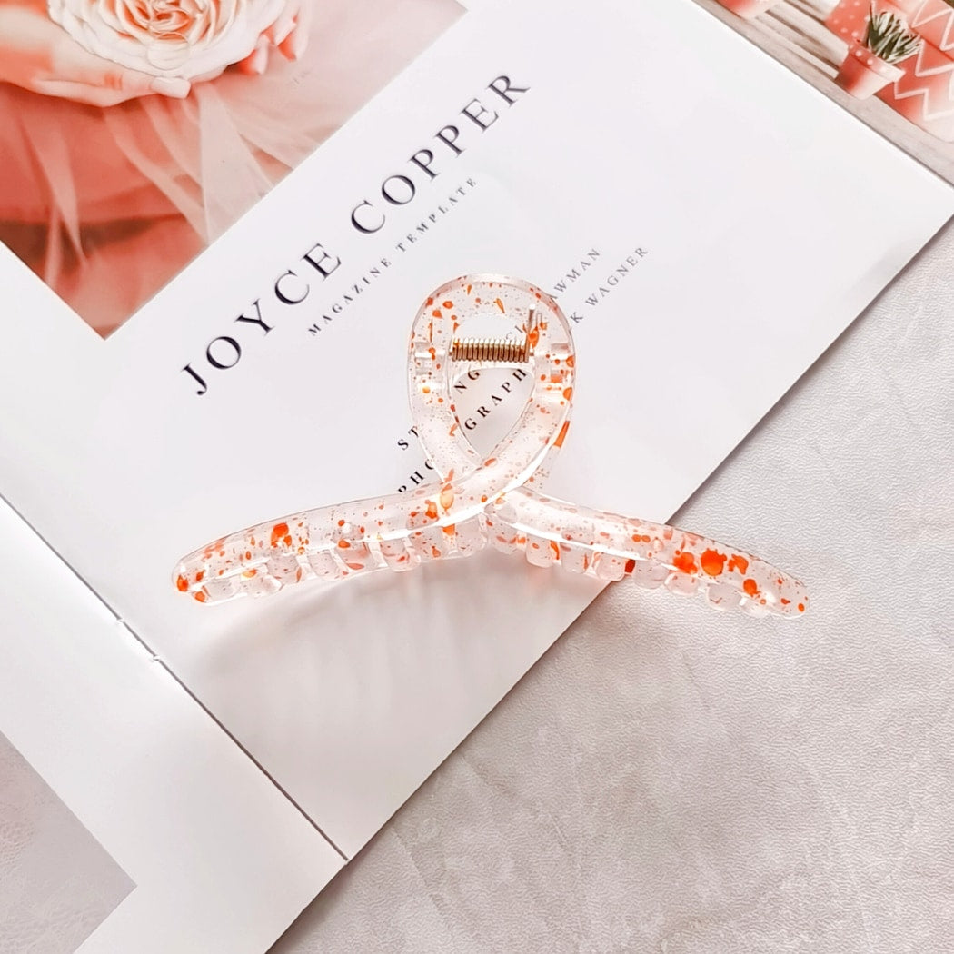 Beau - Polka Dot Plastic Ribbon Shape Claw Clip