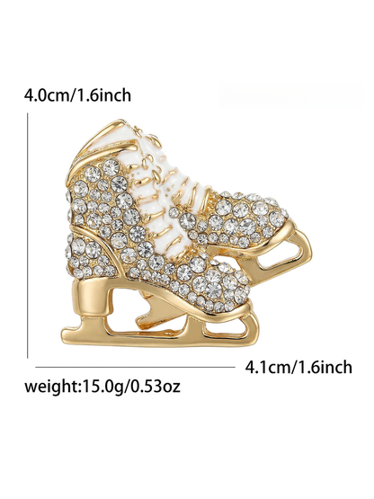 Brovia - Holiday Ice Skate Enamel Accent Lapel Brooch