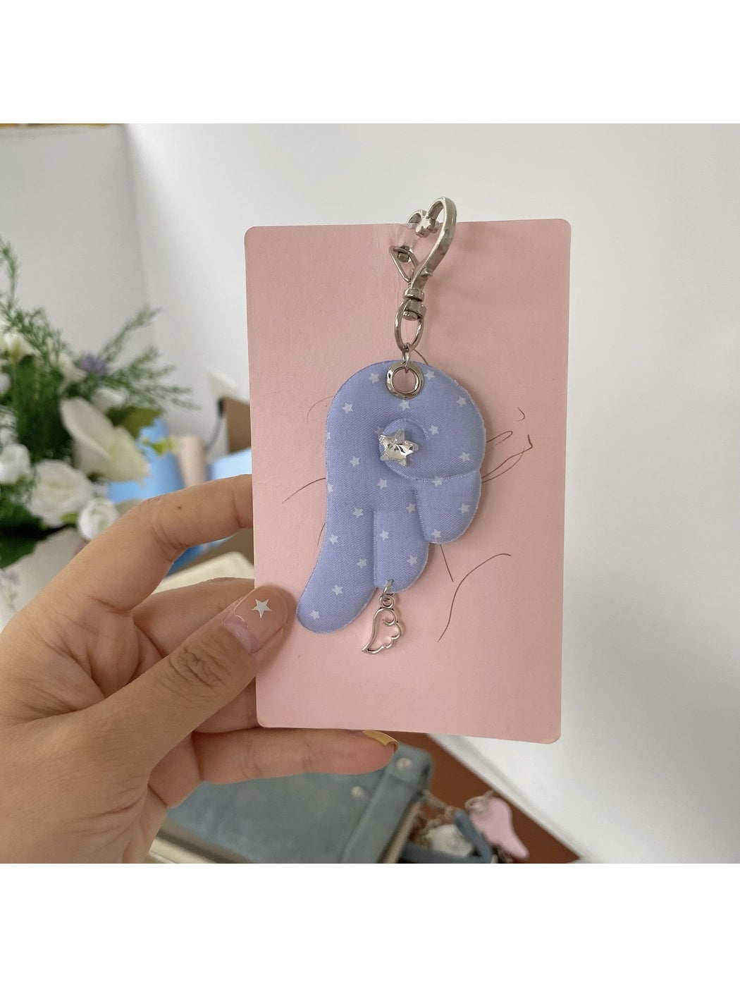 Keypus - Retro Polka Dot Wing Bag Charm Keychain