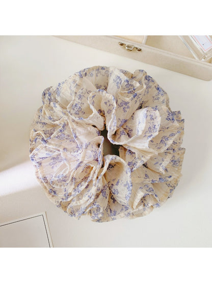 Gifty vintage multi layer tiny floral scrunchie worn on a wrist as a bracelet