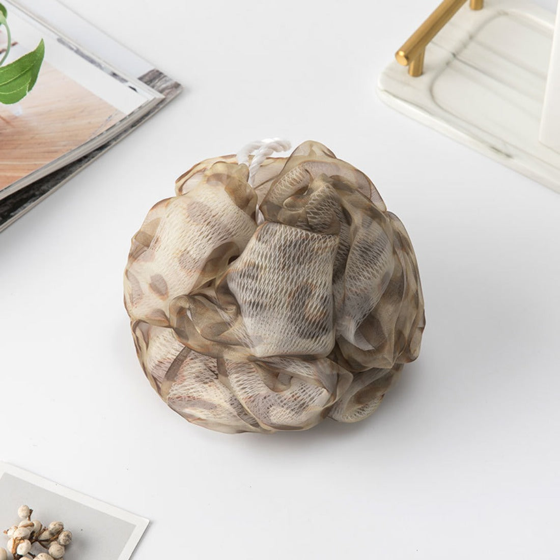 PAPO – Leopard Mesh Shower Pouf