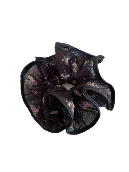 Gifty - Ruffled Small Floral Trim Scrunchie