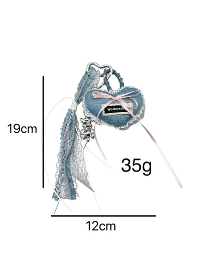 Keypus - Cartoon Lace Heart Bag Charm Keychain