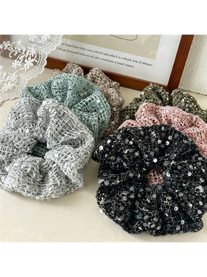 Gifty - High Elastic Textured Sequin Hair Scrunchie