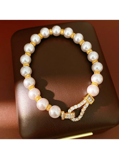 Lovra - Geometric Round Detail Beaded Fashion Bracelet