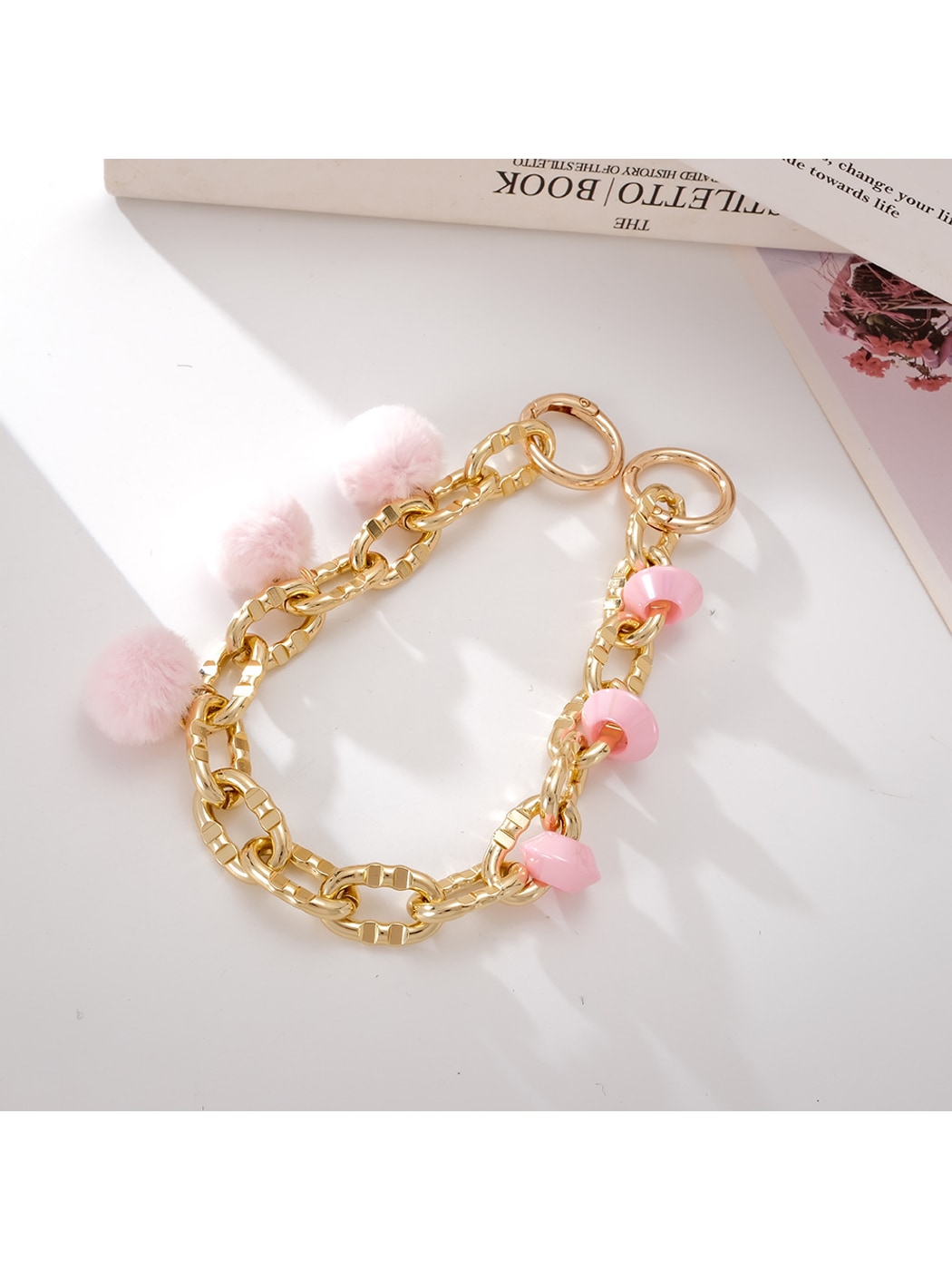Keypus - Plush Pom Chain Detail Beaded Phone Charm