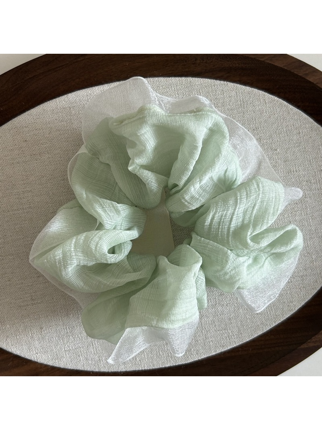 Gifty - Solid Mesh Lace Trim Oversized Scrunchie