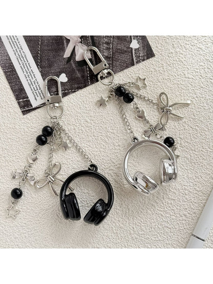 Keypus - Beaded Headphone Charm Alloy Keychain
