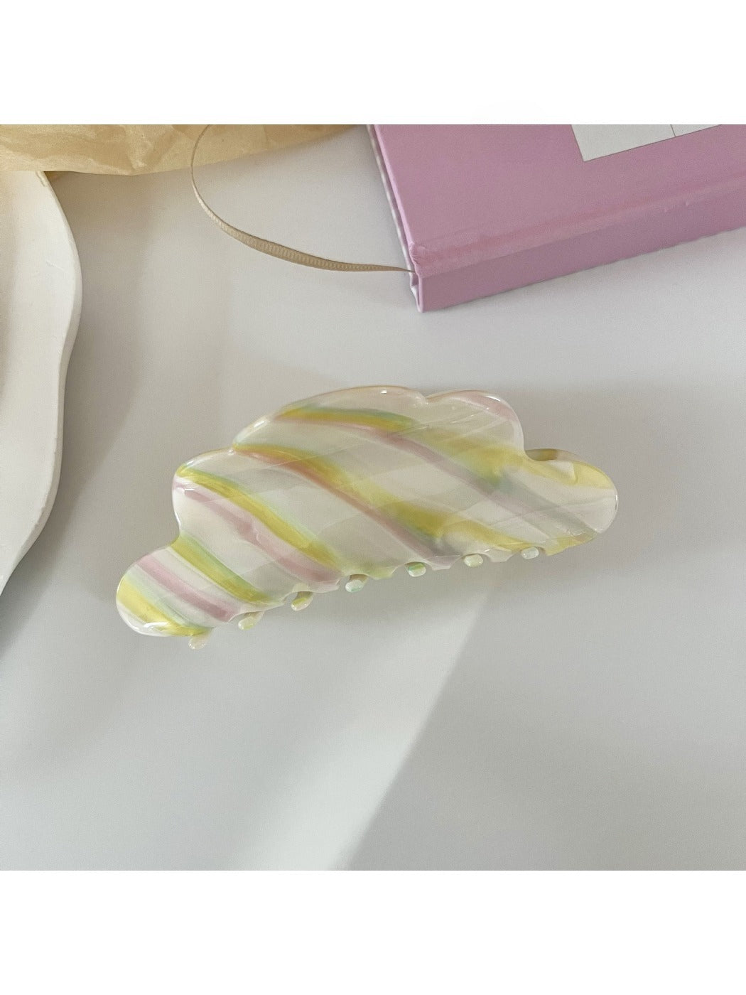 Beau - Striped Cloud-Shaped Hair Clip