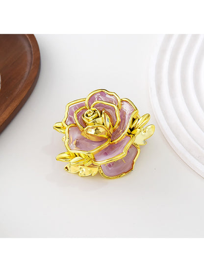 Beau - Sweet Floral Rose Gold Trim Hair Claw Clip