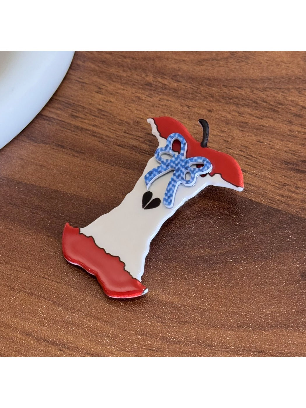 Beau - Vintage Red White Checkered Apple Hair Clip