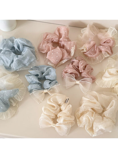 Gifty - Sweet Style Polka Dot Decorative Scrunchie Hair Tie