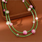 Nozari - Long Round Glass Bead Geometric Statement Necklace
