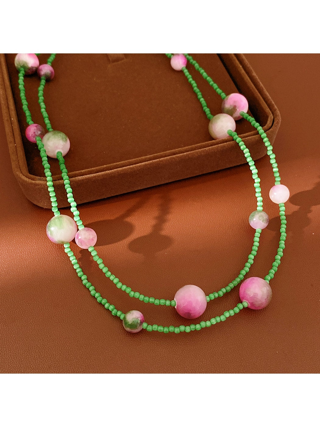 Nozari - Long Round Glass Bead Geometric Statement Necklace