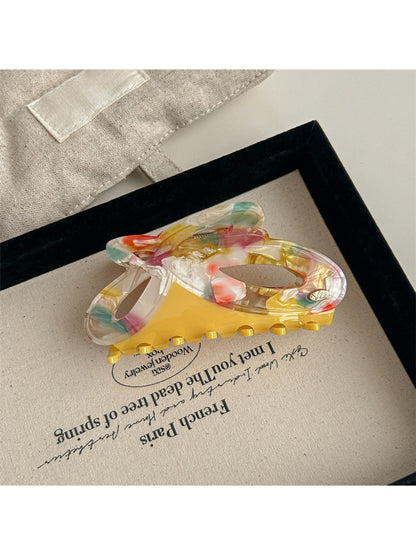 Beau - Alloy Detail Butterfly Shape Acetate Claw Clip