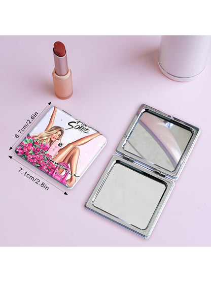 Mirroray - Cartoon Woman Print Makeup Mirror