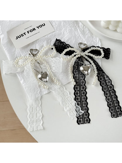 Keypus - Sweet Beaded Bow and Heart Decorative Keychain