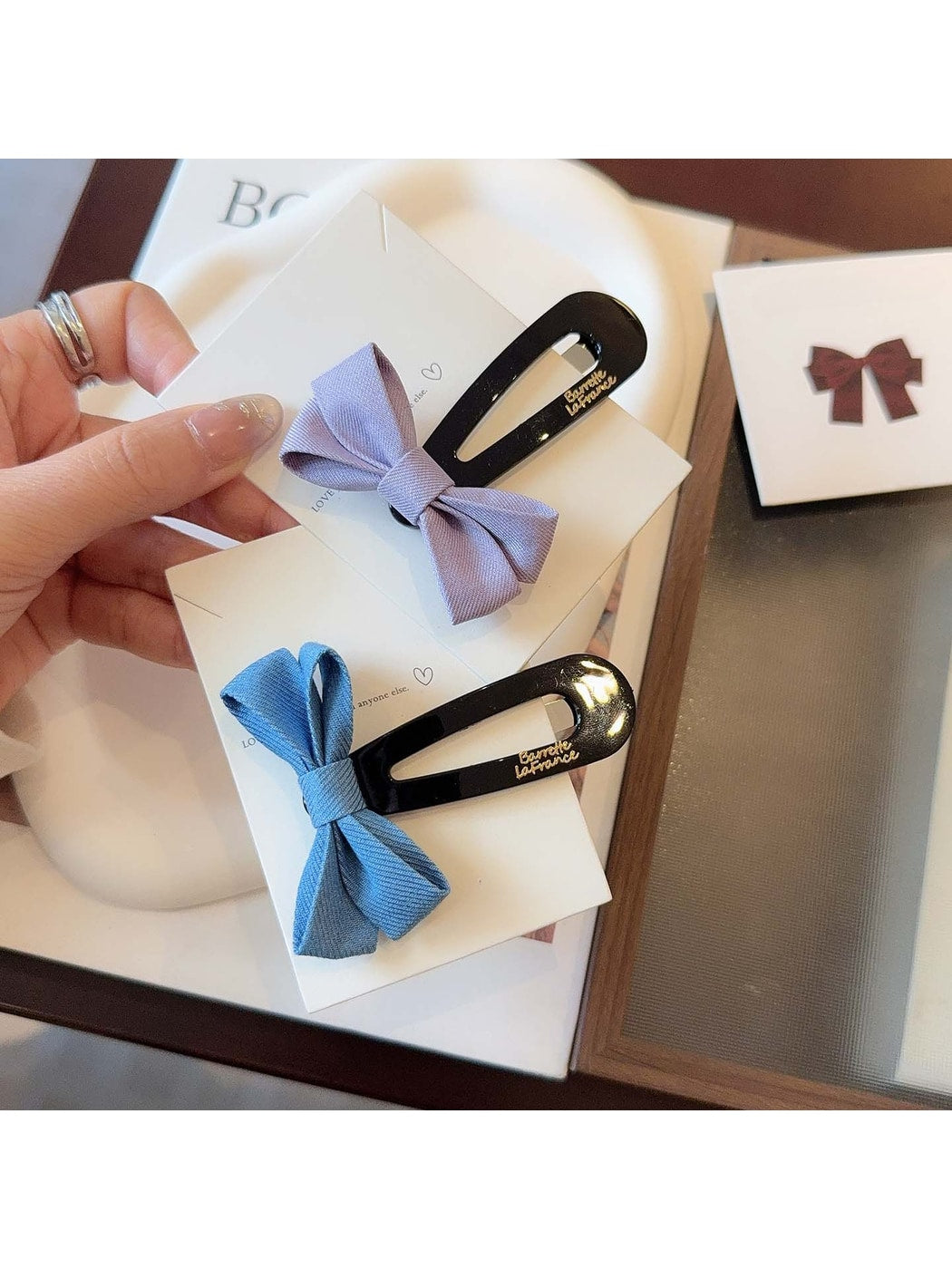 Beau - Simple Bow Side Section Snap Barrette Hair Clip