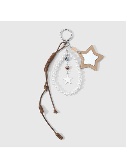 Keypus - Retro Beaded Cord Star Mirror Bag Charm Keychain