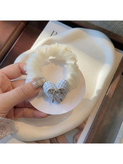 Gifty - Heart Bow Fabric Elastic Scrunchie