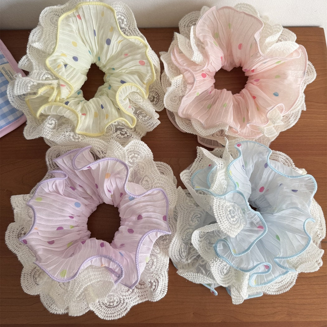 Gifty - Sweet Style Pleated Polka Dot Scrunchie