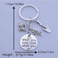 Side view of butterfly flower keychain highlighting its layered petal design