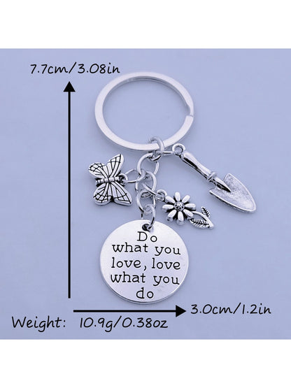 Side view of butterfly flower keychain highlighting its layered petal design