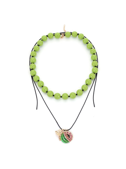 Nozari - Layered Geometric Fruit Pendant Necklace