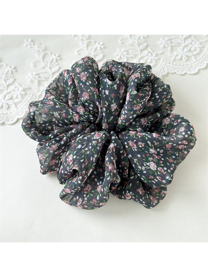 Gifty - High Elastic Floral Gathered Hair Scrunchie