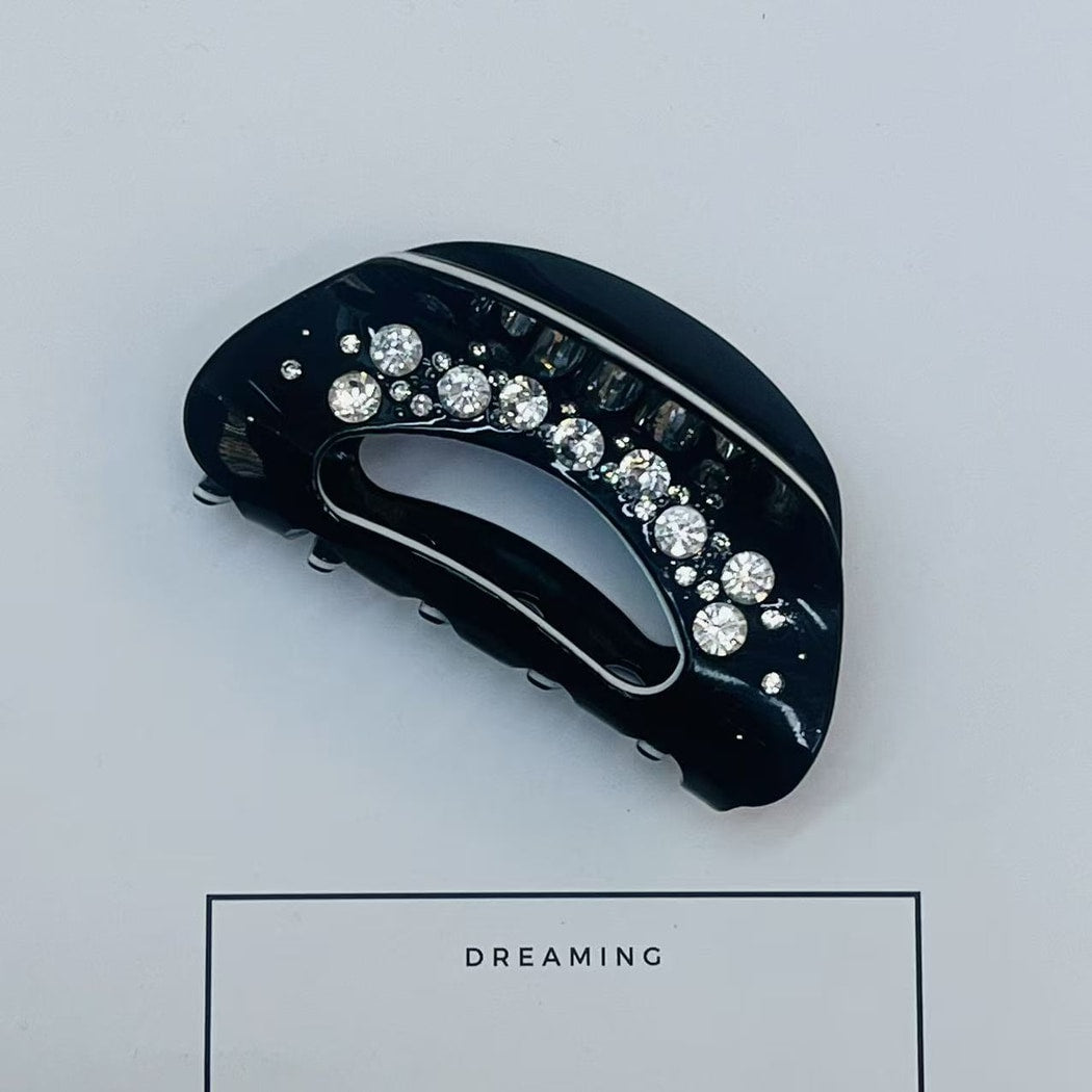 Beau - Modern Oval Rhinestone Accent Hair Claw Clip