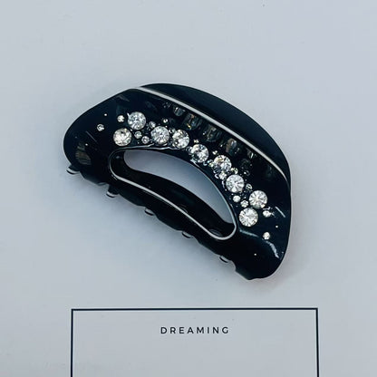 Beau - Modern Oval Rhinestone Accent Hair Claw Clip