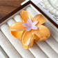 Beau - Glossy Flower Shape Plastic Alloy Claw Clip