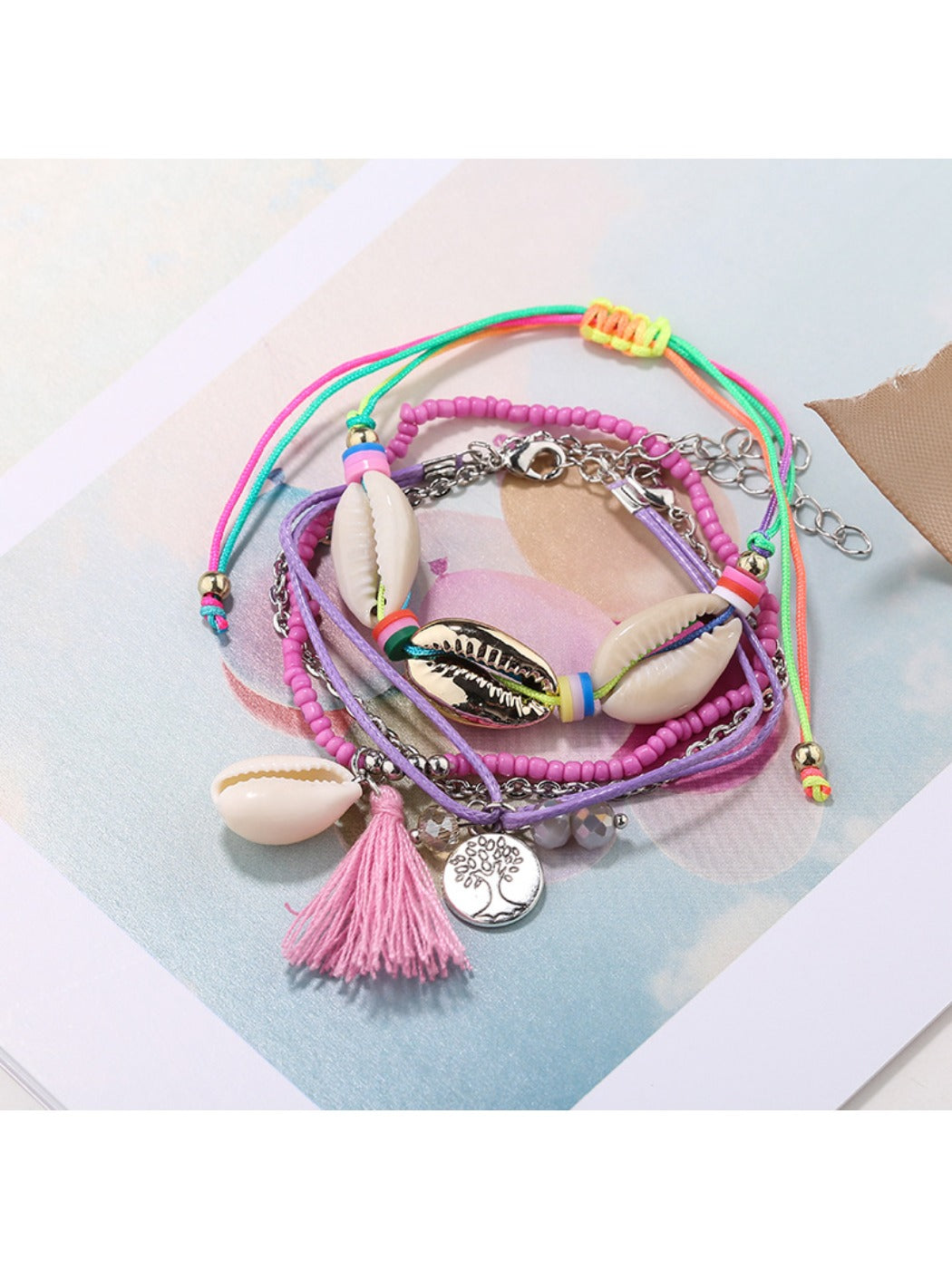 Lovra Bohemian style bracelet coiled to show multiple rows and intricate design