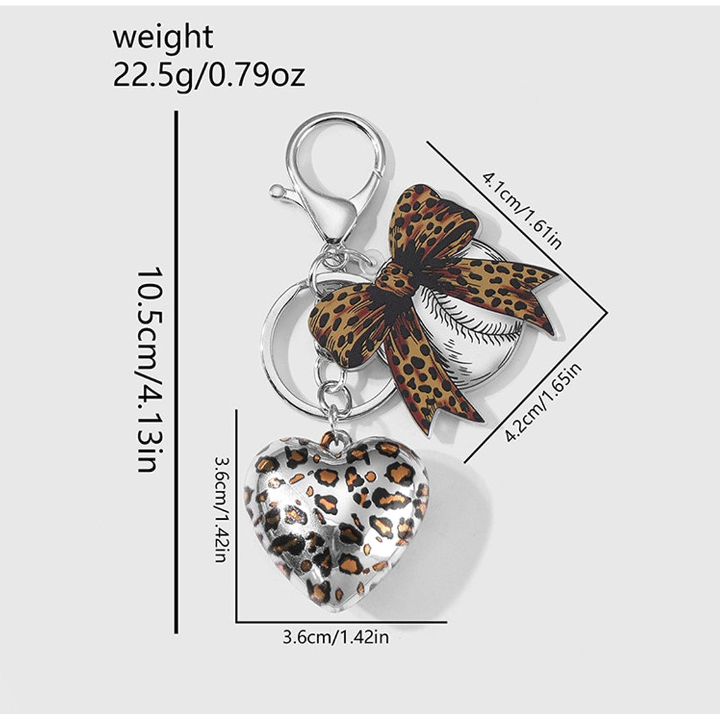 Keypus - Y2K Leopard Print Bow Charm Keychain