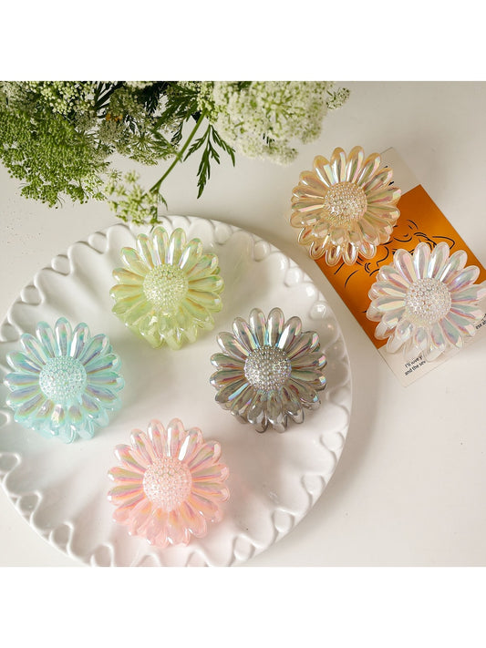 Beau - Flower Shaped Decorative Plastic Alloy Claw Clip