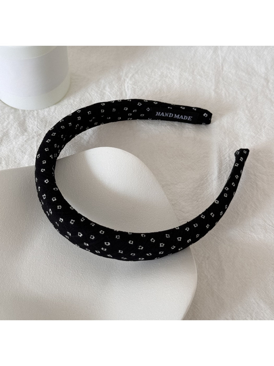 Gifty - Pleated Polka Dot Fabric Scrunchie Hair Tie